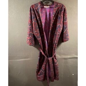 vintage 80s men robe os Paisley belted‎ pockets lebowski playboy hugh hefner